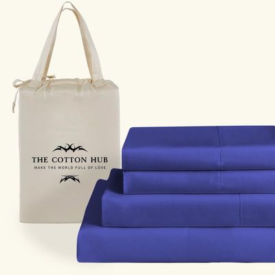 Queen Size 6-Piece Sheet Set - Hotel Luxury 400-Thread-Count Egyptian Cotton Extra Soft Bed Sheets - Deep Pocket fits up to 22-26 inch Mattress (Solid, Royal Blue)