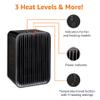 Amazon Basics Portable Ceramic Space Heater, Small Electric Heater for Indoor Use With 3 Heat Settings, Temperature Control, Lightweight (1.7 LBS), 520 w, Black, 5.1"L x 3.5"W x 7"H view 2