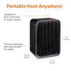 Amazon Basics Portable Ceramic Space Heater, Small Electric Heater for Indoor Use With 3 Heat Settings, Temperature Control, Lightweight (1.7 LBS), 520 w, Black, 5.1"L x 3.5"W x 7"H view 3