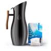 Invigorated Water pH Vitality Stainless Steel Alkaline Water Filter Pitcher - High pH Water Purifier with 1 Alkalizer Filter Pouch (400-Liter Capacity), 8-Cup (1.9L, Black) view 1