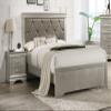 Esofastore 3Pc Silver Finish Twin Size Panel Upholstered Button Tufted Headboard Bed Nightstand Set Wooden Bedroom Furniture view 1