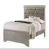 Esofastore 3Pc Silver Finish Twin Size Panel Upholstered Button Tufted Headboard Bed Nightstand Set Wooden Bedroom Furniture view 2
