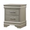 Esofastore 3Pc Silver Finish Twin Size Panel Upholstered Button Tufted Headboard Bed Nightstand Set Wooden Bedroom Furniture view 4