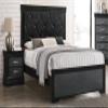 Esofastore 3Pc Black Finish Full Size Panel Upholstered Button Tufted Headboard Bed Nightstand Set Wooden Bedroom Furniture view 1
