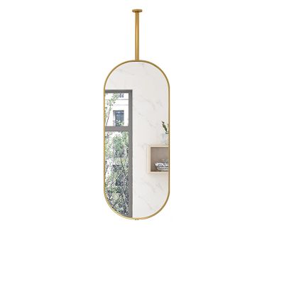 LHYZF Ceiling Hanging Home Vanity Makeup Mirror Creative Decorative Mirror for Bathroom Living Room with Gold Metal Frame and Boom Mirror - Gold (Size : 50cmx70cm)