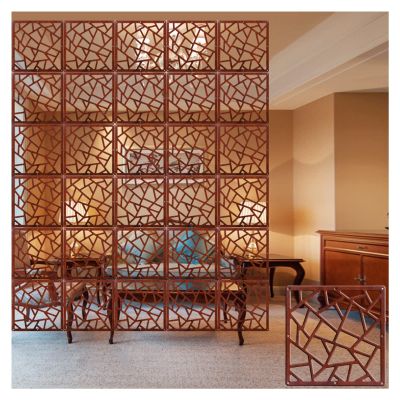 FENGPENG Hanging Room Divider, Room Hanging PVC Decoration Panel, Semi-Privacy Separator Hollow Out Partition for Living Room Bedroom, 5MM Thick, 11.4x11.4 Inch (Color : Red-Brown, Size : 29CM-12PCS)