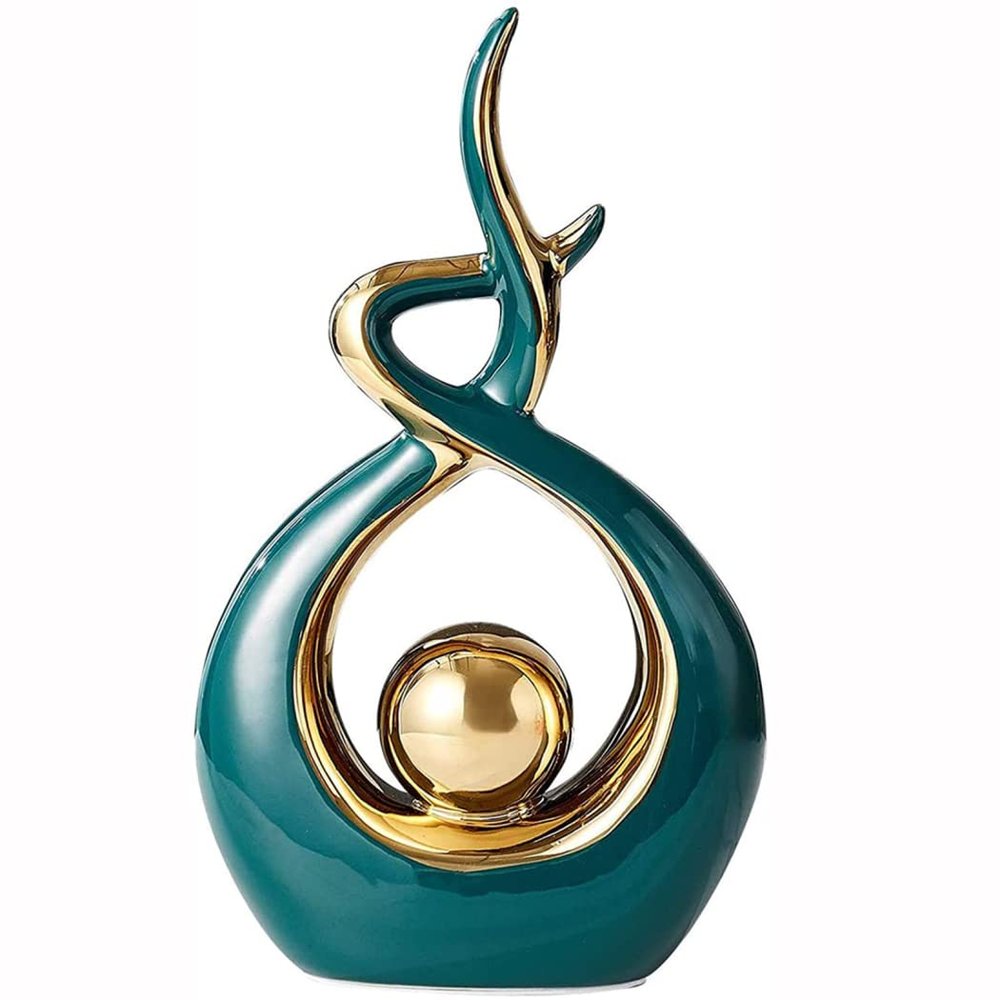 Abstract Sculpture Modern Home Decor Art Ceramic Statue, Table Decoration Sculpture, for Living Room Bookshelf Wine Cabinets TV Stand Decorations Coffee Table Centerpiece - Great Idea,Green,S