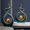 Abstract Sculpture Modern Home Decor Art Ceramic Statue, Table Decoration Sculpture, for Living Room Bookshelf Wine Cabinets TV Stand Decorations Coffee Table Centerpiece - Great Idea,Green,S view 4