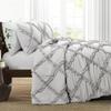 3 Piece Cross Diamond Ruffle Duvet Cover with Zipper & Corner Ties 1000 Thread Count 100% Egyptian Cotton Premium Hotel Class Decorative Bedding Luxurious Quality (King/Cal-King 104" X 92", White) view 1