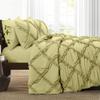 3 Piece Cross Diamond Ruffle Duvet Cover with Zipper & Corner Ties 1000 Thread Count 100% Egyptian Cotton Premium Hotel Class Decorative Bedding Luxurious Quality (King -XL 116'' x 98'', Ivory) view 1