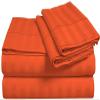 6 Piece 100% Cotton Bed Sheet & Pillowcases Set, Full XL-Orange Stripe Sheets Set Includes 4 Pillowcases, 1 Flat, 1 Fitted Premium Quality Bedding Set All Around Easy Fits Upto 18" Deep Pockets view 1
