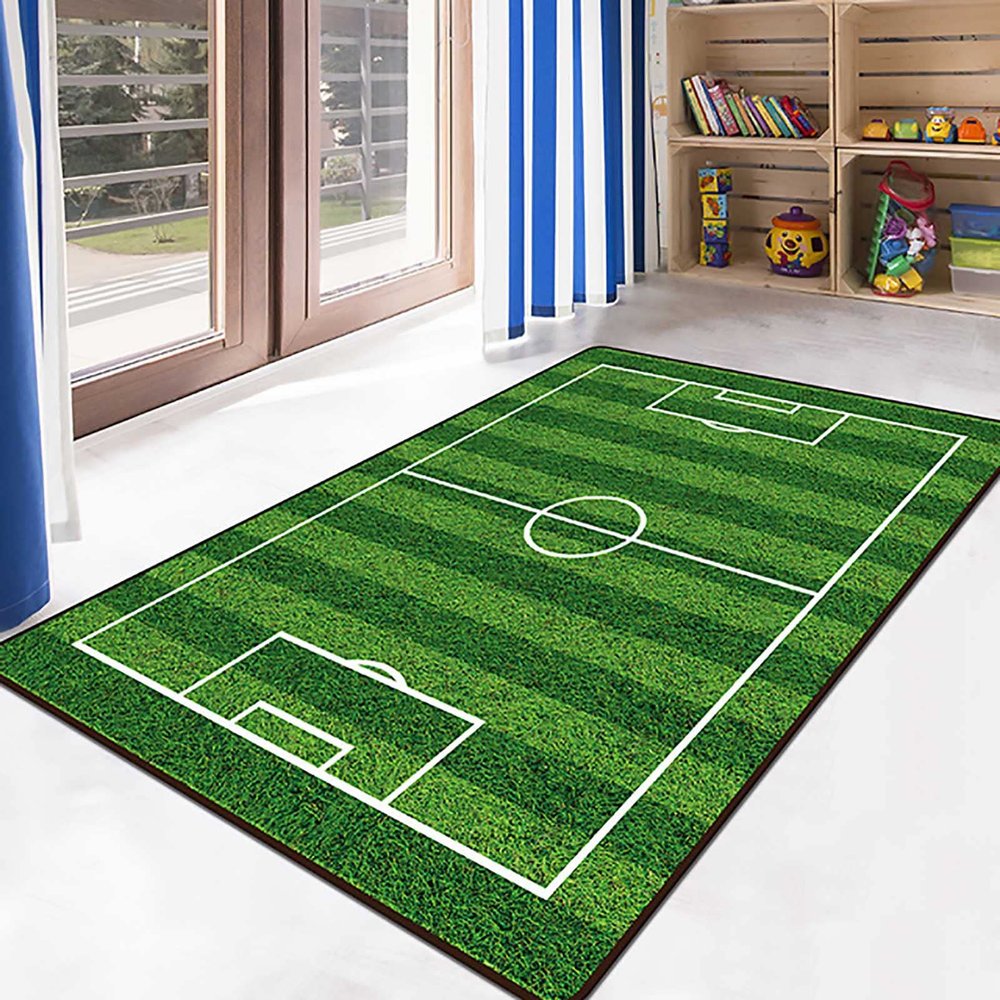 XQKXHZ Kids Rug for Playroom, Kids Carpet Playmat Rug, Fun Football Field Game Floor Carpet, Learn & Have Fun & Educational Play Mat Rug Great for Children Bedroom Playroom Living Room,140x200cm