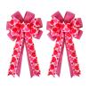 2Pack Large Red Pink Heart Burlaop Bows Love Printed Valentine's Day Wreath Bow Gift Bows Tree Topper for Valentine's Day Wedding Mother's Day Front Door Wreath Home Outdoor Decorations view 1