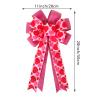 2Pack Large Red Pink Heart Burlaop Bows Love Printed Valentine's Day Wreath Bow Gift Bows Tree Topper for Valentine's Day Wedding Mother's Day Front Door Wreath Home Outdoor Decorations view 2