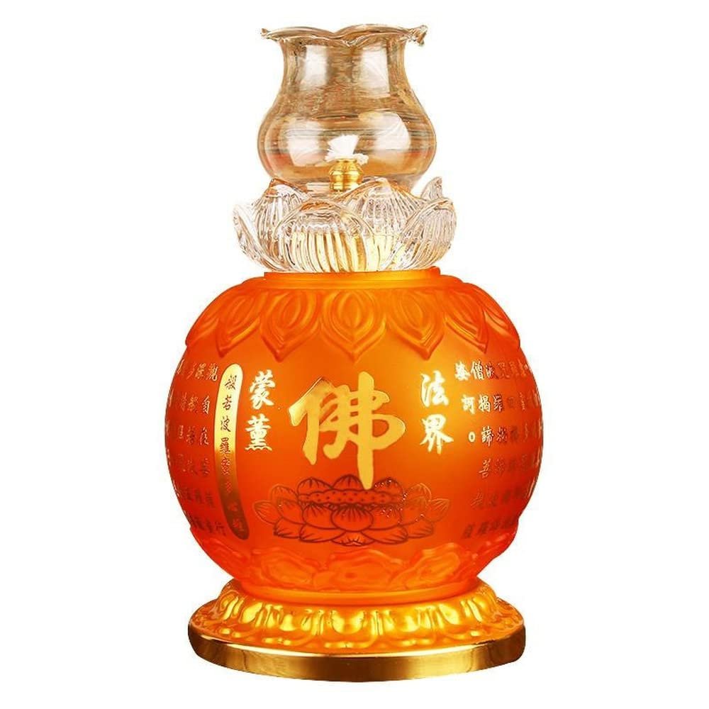21cm China Buddha Oil Lamp God Wealth Household Lotus Butter Lamp Buddhist Supplies