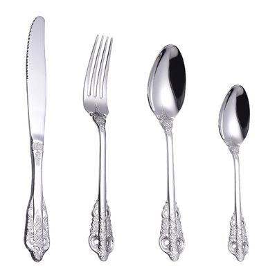 72 Pieces Gorgeous Silver Flatware Sets, Heavy Tableware Antique Silver Flatware Set, 18/10 Stainless Steel Cutlery, Antique Silver-plated Cutlery Set for 18 (72pcs, silver)