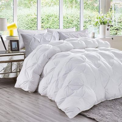 Star Linen Fluffy Down Alternative 1000 Series 5 Piece White Pinch Pleated Bedding Comforter Set (Comforter + 4 Pillow Cases) 500 GSM Egyptian Cotton Twin XL