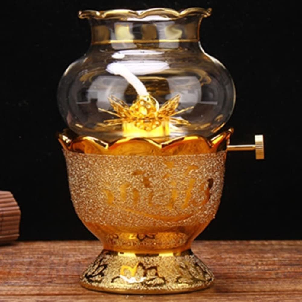 15cm Buddhist Lotus Windproof Oil Lamp Buddha Butter Lamp Temple Supplies Decorate