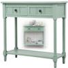 Console Table with 2 Drawers, 35" Long Sofa Table Storage Side Tables with 2 Drawers & Bottom Shelf for Living Room/Hallway/Entryway, Easy Assembly,RetroBlue view 1