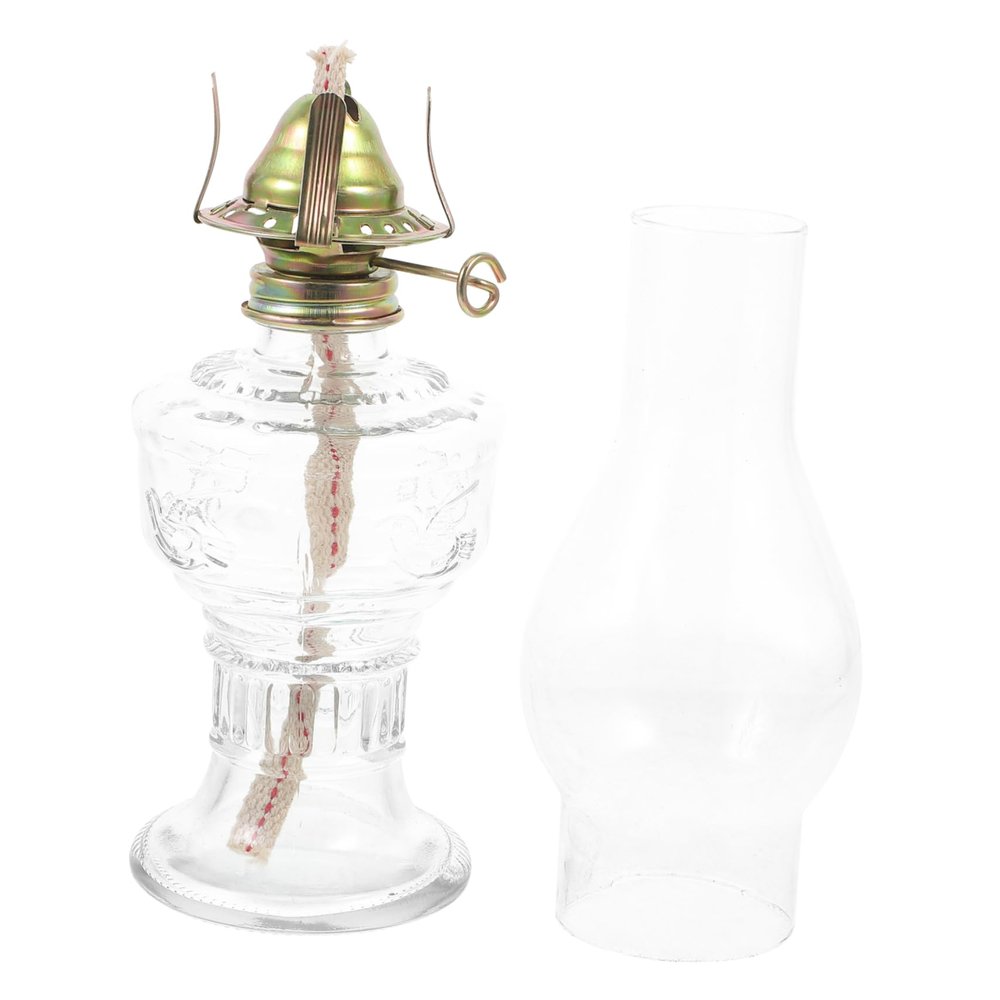 1pc Glass Kerosene Lamp Oil Lamp Retro Kerosene Lamp Home Glass Oil Lantern