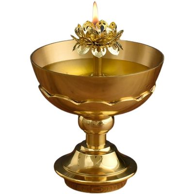 12.5cm Chinese Traditions Copper Oil Lamp Buddha Butter Lamp Household Buddhist Supplies