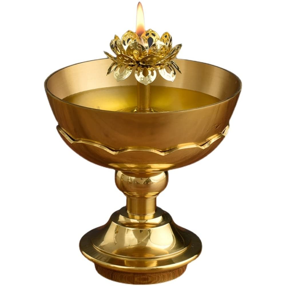 12.5cm Chinese Traditions Copper Oil Lamp Buddha Butter Lamp Household Buddhist Supplies