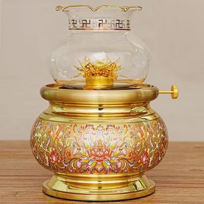13cm Buddha Copper Windproof Oil Lamp Buddha Butter Lamp Buddhist Temple Supplies