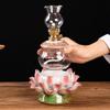 24.8cm Ceramic Lotus Lamp Windproof Butter Lamp Glass Oil Lamp Buddha Household Lamps view 2