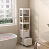 HOMEFORT Bathroom Storage Cabinet, Slim Tall Cabinet, Narrow Floor Cabinet Organizer, Wooden Linen Tower with 2 Drawers and 3 Shelves, Freestanding Cupboard White view 2