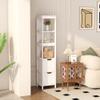 HOMEFORT Bathroom Storage Cabinet, Slim Tall Cabinet, Narrow Floor Cabinet Organizer, Wooden Linen Tower with 2 Drawers and 3 Shelves, Freestanding Cupboard White view 3