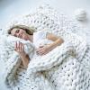 XWCG Chunky Handmade Soft Sofa Bed Blanket Hand Knit Wool Blanket Warm Cozy Thick Chunky Knitted Blanket Pet Bed Chair Sofa Yoga Mat Rug,White,60x60cm(24x24inch) view 4