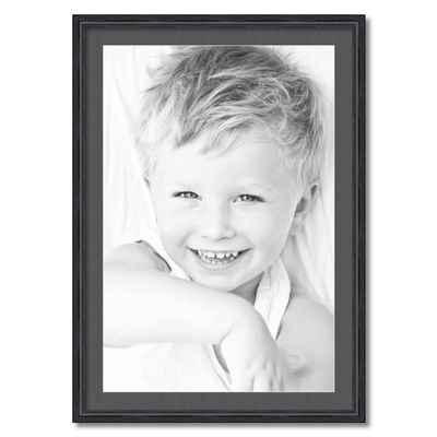ArtToFrames 22x33 inch Black Stain on Solid Red Oak Picture Frame with 2 Inch Single Charcoal Mat, SingleMat-0066-59504-YBLK-22x33-41