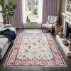 GLN Rugs Traditional Collection - Machine Washable Area Rug, Traditional Washable, Non Slip, Low Pile Chenille Rug, Living Room, Bedroom, Kitchen Rug (3' x 5' Pink/Blue/Multicolor) view 3