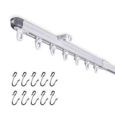 SOLOKOS Telescopic Ceiling Mount Curtain Track System 33 to 59 inch Adjustable Room Divider Track Set (33-59") White