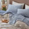 MooMee Bedding Sheet Set 100% Washed Cotton Linen Like Textured Breathable Durable Soft Comfy (Heathered Cornflower Blue, Queen) view 4