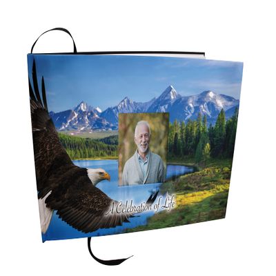 COMMEMORATIVE CREMATION URNS Bald Eagle Photo Funeral Guest Book for Memorial Service and Celebration of Life Guest Book for Memorial Service - Beautiful & Vibrant Sign in Book for Funeral