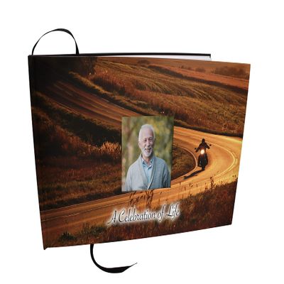 COMMEMORATIVE CREMATION URNS Motorcycle Photo Funeral Guest Book for Memorial Service and Celebration of Life Guest Book for Memorial Service - Beautiful & Vibrant Sign in Book for Funeral