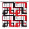 Abstract Geometric Shower Curtain Red Black Gray Geometry Pattern Modern Mid Century Abstract Contemporary Creative Pattern Fabric Bathroom Decor Set with Hooks(67" Wx70 H) view 1