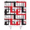 Abstract Geometric Shower Curtain Red Black Gray Geometry Pattern Modern Mid Century Abstract Contemporary Creative Pattern Fabric Bathroom Decor Set with Hooks(67" Wx70 H) view 3