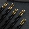 5 Pairs Premium Alloy Chopsticks Chinese Style "Step by Step to Rise" Chopsticks, Home Hotel Tableware Non-slip Chopstick,Dishwasher Safe,Reusable Metal Tableware-Golden+Black view 1