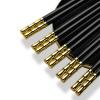 5 Pairs Premium Alloy Chopsticks Chinese Style "Step by Step to Rise" Chopsticks, Home Hotel Tableware Non-slip Chopstick,Dishwasher Safe,Reusable Metal Tableware-Golden+Black view 2