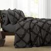 5 Piece Cross Diamond Ruffle Duvet Cover with Zipper & Corner Ties 1000 Thread Count 100% Egyptian Cotton Premium Hotel Class Decorative Bedding Quality (Oversized King 120" x 98", Dark Grey) view 1