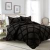 5 Piece Cross Diamond Ruffle Duvet Cover with Zipper & Corner Ties 1000 Thread Count 100% Egyptian Cotton Premium Hotel Class Decorative Bedding Quality (Oversized King 120" x 98", Dark Grey) view 2