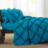 3 Piece Cross Diamond Ruffle Duvet Cover with Zipper & Corner Ties 1000 Thread Count 100% Egyptian Cotton Premium Hotel Class Decorative Bedding Quality (Oversized King 120" x 98", Torquise Blue) view 1