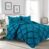 3 Piece Cross Diamond Ruffle Duvet Cover with Zipper & Corner Ties 1000 Thread Count 100% Egyptian Cotton Premium Hotel Class Decorative Bedding Quality (Oversized King 120" x 98", Torquise Blue) view 2