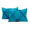 3 Piece Cross Diamond Ruffle Duvet Cover with Zipper & Corner Ties 1000 Thread Count 100% Egyptian Cotton Premium Hotel Class Decorative Bedding Quality (Oversized King 120" x 98", Torquise Blue) view 3