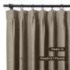 TWOPAGES Pinch Pleated Curtain 120 Inches Long Taupe Grey Faux Linen Textured Curtain for Track System, Lined Light Filtering Drape (1 Panel, 52W x 120L) view 3