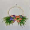 Large Faux Succulent Wreath with Full Wooden Bead Base with Beads Being Whole Beads on Metal Ring - Diameter 18 inches, Full Width 28 Inches view 1