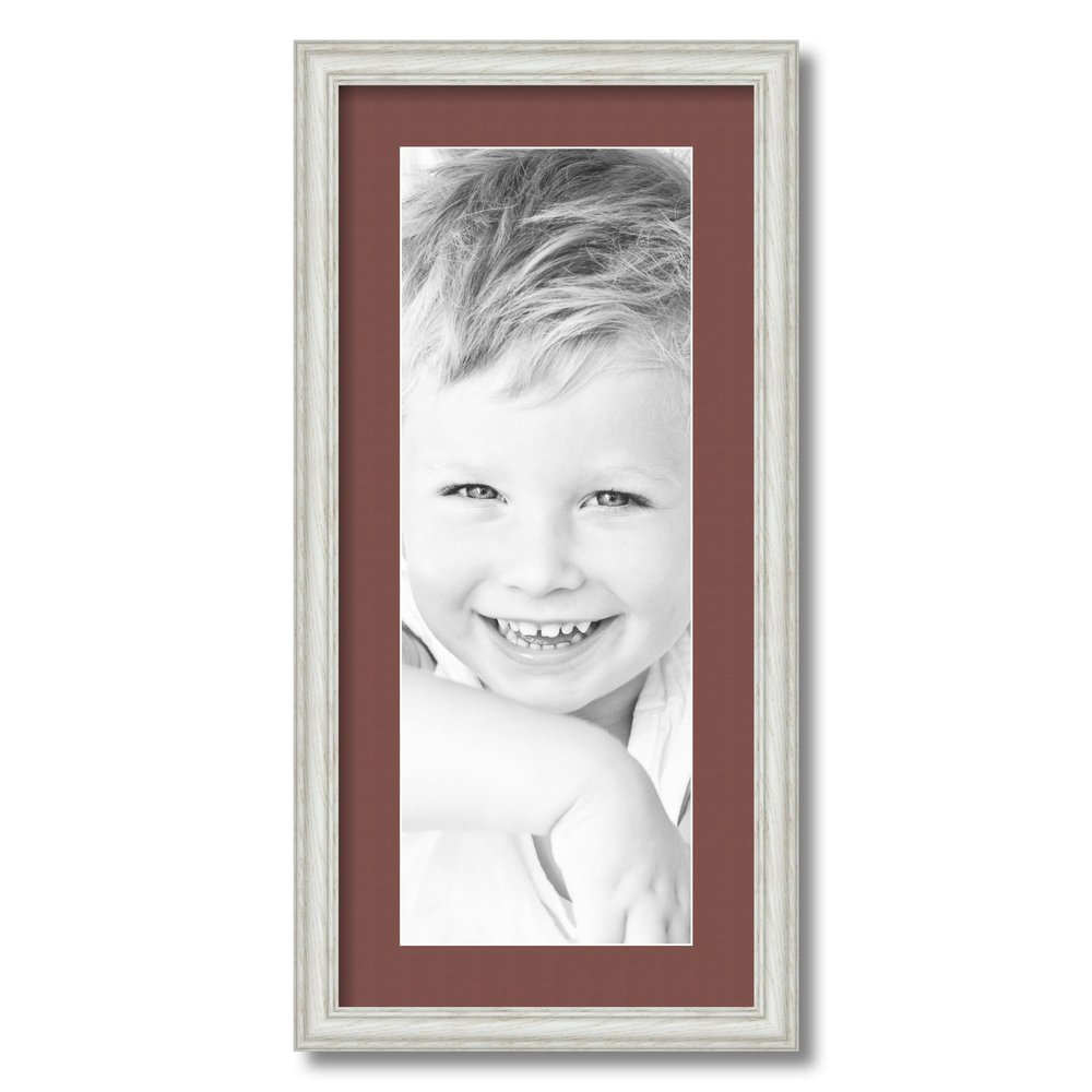 ArtToFrames 8x22 inch Off White Wash on Ash Picture Frame with 2 Inch Single Brique Mat, SingleMat-0151-59504-475-8x22-760