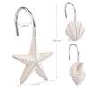 Seashell Shower Curtain Hooks12PCS Anti Rust Decorative Resin Hooks for Bathroom, Baby Room, Bedroom, Living Room Decor (White Seashell) view 2